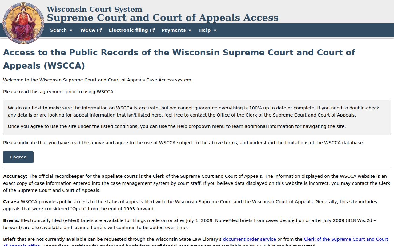 WSCCA appellate access for Kenosha County court records