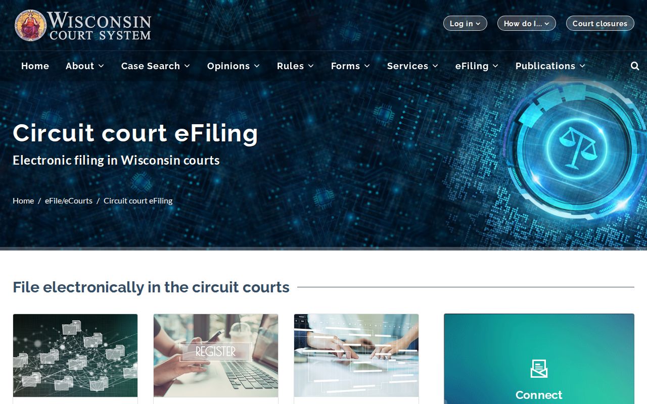 Kenosha County civil docket authenticated Wisconsin eFiling page