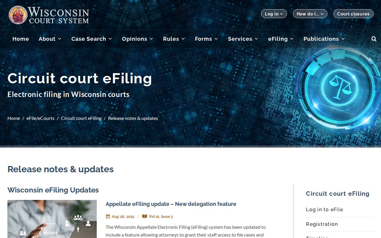 Wisconsin eFiling updates affecting Kenosha County court records