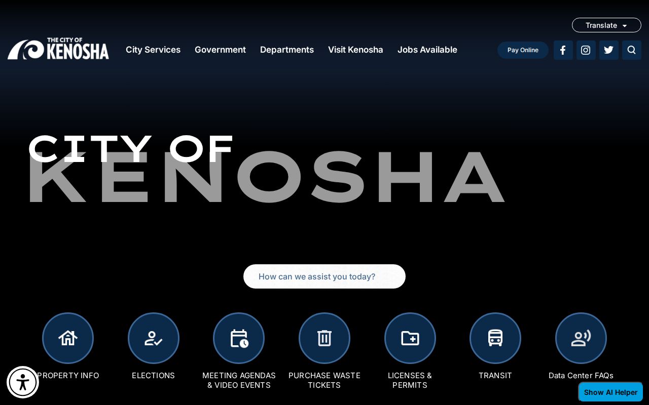 Official City of Kenosha context for the Kenosha court docket